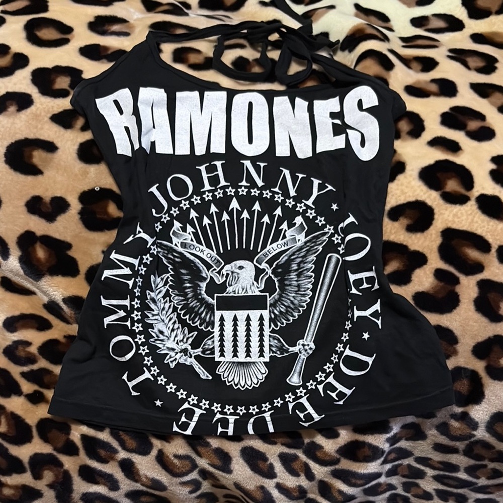 Black Ramones Graphic halter Top
